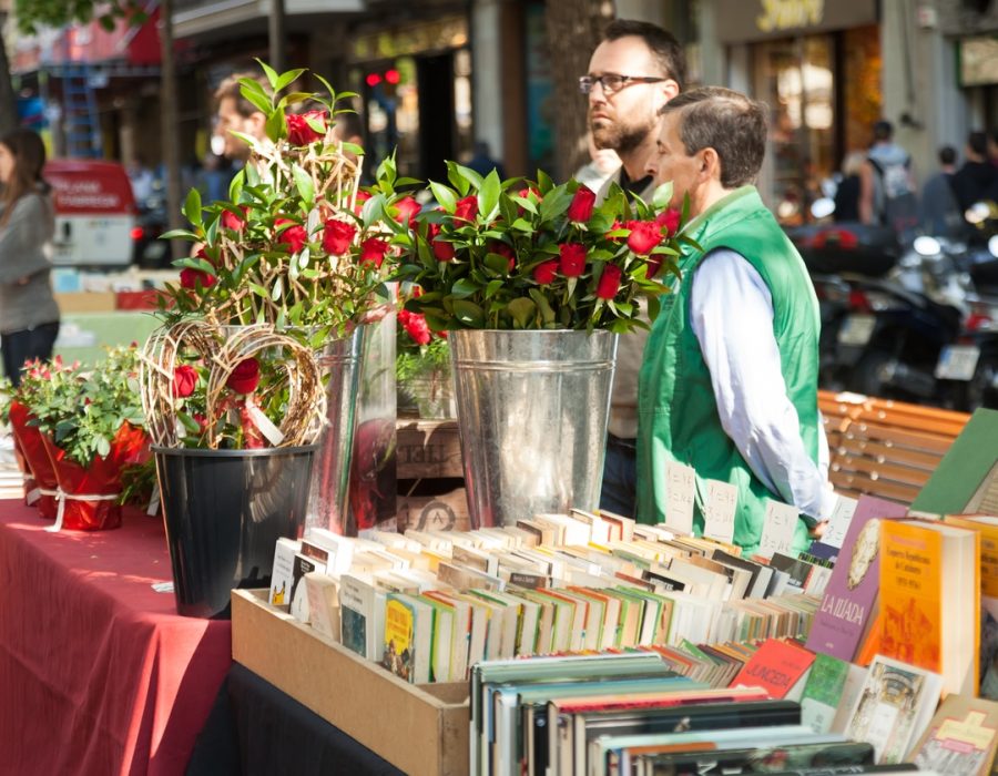 A Sant Jordi pop up store in the streets of Barcelona